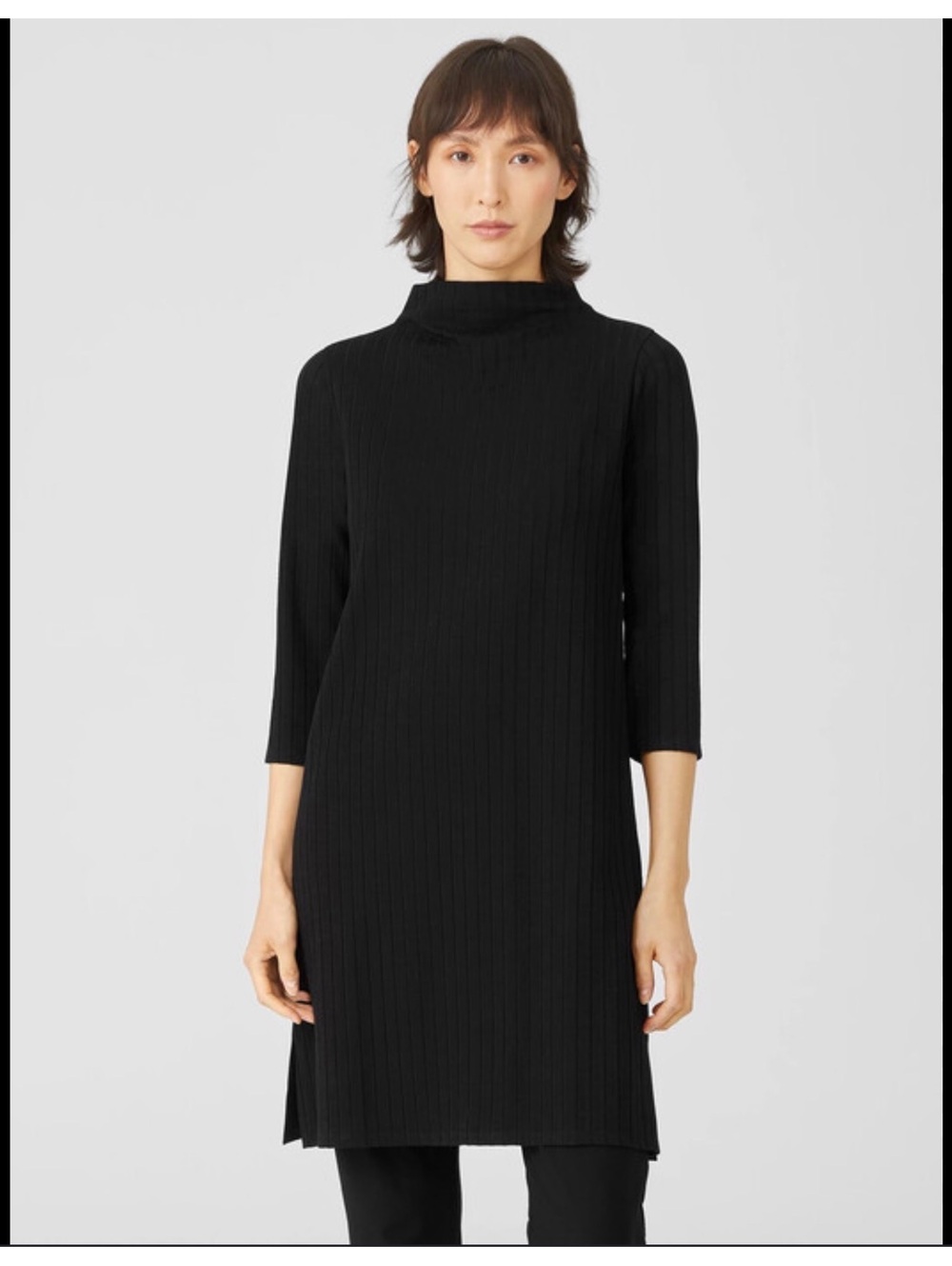 Deadstock Washable Stretch Rib Funnel Neck Dress | EILEEN FISHER